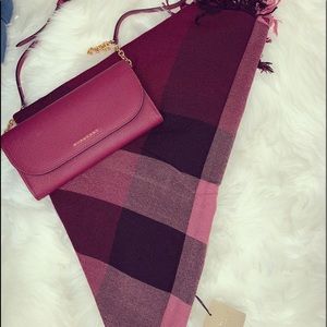Rare Authentic Burgundy Burberry Signature scarf